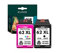 EVOKE Inchiostro per stampante HP 62 Nero Colore 1650 pagine Compatibile con: OFFICEJET 5740 200 252 5740 nero + colore