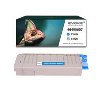 EVOKE Toner per stampante OKI C532 Ciano | 6000 pagine | 46490607 Compatibile con: C 532 DN C 542 DN MC 56 blu (ciano)