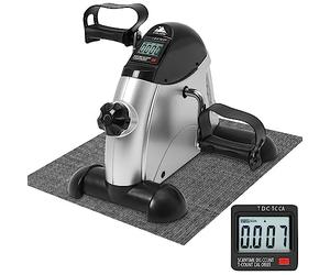 EVOLAND Mini cyclette, per esercizi sotto la scrivania, con manico, resistenza regolabile, display LCD, tappetino antiscivolo, per allenamento fitness a casa e in ufficio, unisex e anziani, colore