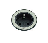 EVOline 159000000000 159280001100 - Ciabatta elettrica da incasso, 1 pezzo, in acciaio INOX, colore: Nero