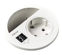 EVOline 159273000600 - Presa Circle80 con passacavo e caricatore doppio USB, colore: Bianco