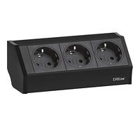 EVOline 159360001100 - Ciabatta con presa a V, 3 prese Schuko, colore: Nero