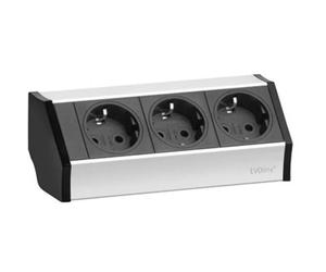 EVOline 159360001300 Multipresa 3 scomparti Nero, Argento Schuko 1 pz.