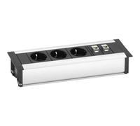 EVOline 159610001000 Multipresa 3 scomparti Alluminio, Nero Schuko 1 pz.