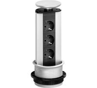 EVOline 93100001 Multipresa verticale a torre 3 scomparti Nero, Argento Schuko