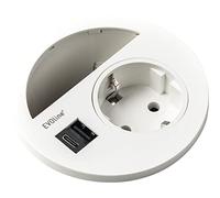 Evoline Circle80 - Presa elettrica bianca con passacavo, USB-A + USB-C doppia, 3500 W, ø 80 mm, 1 pezzo