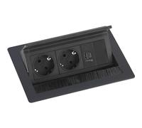 Evoline Flip Top Push S - Presa da incasso a 2 prese con USB A & USB C, 230 V - 3500 W, colore: Nero