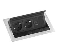 Evoline Flip Top Push S - Presa da incasso a 2 prese con USB A & USB C Charger, 230 V - 3500 W, in acciaio inox