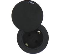 Evoline One - Presa da incasso con coperchio girevole, ø 59 mm, 230 V, plastica nera