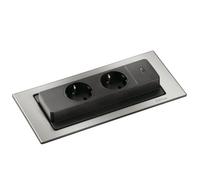 EVOline BackFlip, 2 scatole Schuko, 1 caricatore USB-C in acciaio inox