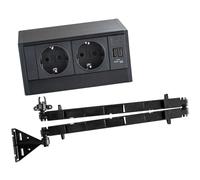 Evoline R-Dock - Presa per cassetto con passacavo Evoline Wing, 2 prese con USB C, 230 V, colore: Nero