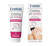 Evolsin, crema per eczema e neurodermite, lozione, unguento per pelle irritata, secca e pruriginosa, guarisce la pelle e allevia il prurito, azione brevettata, senza cortisoni