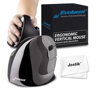Evoluent VMDS Mouse verticale D piccolo destro ergonomico con connessione USB cablata e panno in microfibra Jestik - Value Bundle