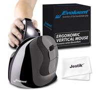 Evoluent VMDSW Mouse verticale D piccolo mouse ergonomico per mano destra con ricevitore USB wireless e panno in microfibra Jestik - Value Bundle