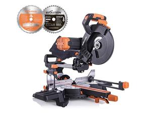 Evolution Doppia troncatrice R255SMS-DB+ | 2000 W, 300 mm, taglio obliquo, angolo obliquo, diametro 255 mm, lama HM/TCT per taglio multimateriale