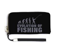 Evolution Fishing Portafoglio in pelle alla moda borsa lunga con cinturino da polso per uomo donna, Stile:, 20.0*10.5cm