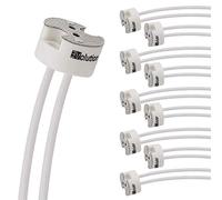 Evolution MR16 Zoccolo per lampada GU5.3 Base LED | Base in ceramica con cavo protetto in silicone da 0,75 mm² per lampadine LED e alogene | Max 100W 12V | Set da 10
