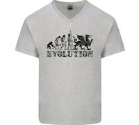 Evolution Of Welsh Rugby Player Union Divertente Uomo Scollo A V Cotone T-Shirt