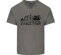 Evolution Of Welsh Rugby Player Union Divertente Uomo Scollo A V Cotone T-Shirt