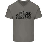Evolution Of Welsh Rugby Player Union Divertente Uomo Scollo A V Cotone T-Shirt