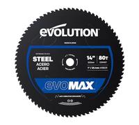 Evolution Power Tools, EVOMAX - Lama in carburo di cermet a 80 denti, 355 mm, per taglio professionale di acciaio dolce