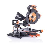 Evolution Power Tools R255SMS+ - Troncatrice scorrevole multimateriale da 25,4 cm, per legno, metallo, plastica, troncatrice, sega a binario, smussatura a 45°, angolo di taglio 50°, scivolo 300 mm