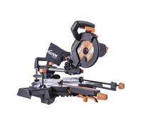 Evolution Power Tools Troncatrice scorrevole R210SMS-300+ con taglio multimateriale, smussatura a 45 gradi, mitra 50 gradi, scivolo 300 mm, 1500 W, 110 V (spina industriale)