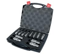 Evolution Set di 12 frese anulari per trapani magnetici/magici, profondità 2,5 cm, larghezza mista da 7/16 a 1-1/8", custodia per il trasporto inclusa, set da 12