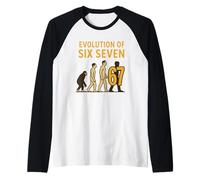 Evolution Six Seven 67 Meme Humor Youth Number Trend 6 7 Maglia con Maniche Raglan