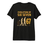 Evolution Six Seven 67 Meme Humor Youth Number Trend 6 7 Maglietta Premium