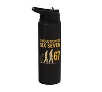 Evolution Six Seven 67 Meme Humor Youth Number Trend 6 7 Stainless Steel Insulated Water Bottle