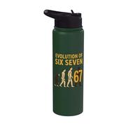 Evolution Six Seven 67 Meme Humor Youth Number Trend 6 7 Stainless Steel Insulated Water Bottle