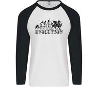 Evoluzione Del Giocatore Di Rugby Gallese Divertente Uomo L/S Maglietta Baseball