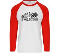 Evoluzione Del Giocatore Di Rugby Gallese Divertente Uomo L/S Maglietta Baseball