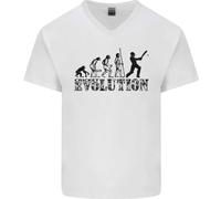 Evoluzione di Un Giocatore Cricket Divertente Uomo Scollo A V Cotone T-Shirt