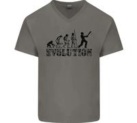 Evoluzione di Un Giocatore Cricket Divertente Uomo Scollo A V Cotone T-Shirt