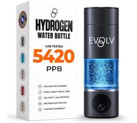 EVOLV Generatore di bottiglie d'acqua a idrogeno, ionizzatore SPE e PEM, 5 ppm, dosaggio più concentrato - Borraccia idrogenata da 226,8 g per un migliore supporto energetico e infiammatorio - Comodo