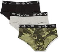 Evolve Slip in Cotone Elasticizzato, 3 Pezzi Mutande da Uomo, Nero/Grigio Melange, Mimetico Tradizionale, M