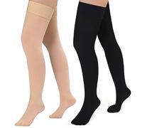 Evolyline 2 paia di calze a compressione mediche da uomo e da donna, 20-30 mmHg, classe II, coscia, calze a compressione per viaggi aerei, supporto graduato per vene varicose, Involucro per dita