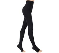 Evolyline 20 - 30 mmHg Calze a compressione mediche da uomo e da donna, classe II, calze a compressione graduate da uomo, punta aperta, calze di sostegno per gravidanza varicose edema, Nero , XXXL