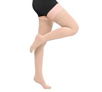 Evolyline Calze a compressione mediche da uomo e donna, 15 - 20 mmHg, classe I coscia, calze a compressione lunghe, calze di sostegno con punta chiusa, fascia in silicone per supporto graduato vene