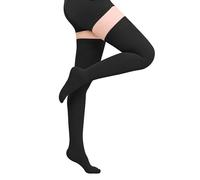 Evolyline Calze a compressione mediche da uomo e donna, 15 - 20 mmHg, classe I coscia, calze a compressione lunghe, calze di sostegno con punta chiusa, fascia in silicone per supporto graduato vene