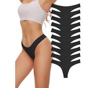 Evolyline Perizoma in cotone, da donna, in cotone, set di perizoma e perizoma, nero, confezione da 10, S