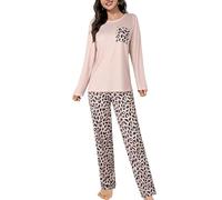 Evolyline Pigiama da donna lungo Pjama, set di due pezzi, pigiama da donna, a maniche lunghe, pigiameria, loungewear home, set morbido per la casa, per autunno e inverno, Pajamas da donna, Motivo