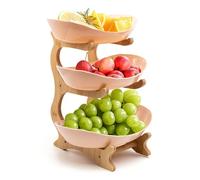 evomosa Frutta Rack con 3 livelli, cesto di frutta salvaspazio per la famiglia, stabile e senza scuotere, moderna ciotola di frutta con montante in bambù, per verdure frutta snack