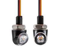 evomosa Mini LED moto Turn Signal luce ambra indicatore laterale 12V per moto custom strada chopper cruiser 8mm vite (Nero-ambra e rosso)
