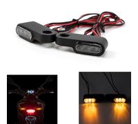 evomosa Moto Mini LED Indicatore di direzione Indicatore luminoso Lampeggiante per moto Scooter Cafe Race (Nero)