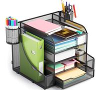 EVOOMI SpecialOps, organizer da scrivania a 3 ripiani in rete, per risparmiare tempo, spazio e sanità sanitaria per il successo della produttività, ideale per matite, cartelle e graffette