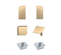 Evotrade Alzatina per Piani da Cucina in Alluminio Lunghezza 2 Metri, Spalletta per Top + Accessori (2 Tappi finali + Angolo Interno 90° + spigolo Esterno 90°) (Accessori Snodo Aggiuntivi Golden)