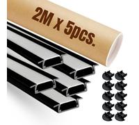 Evotrade - Confezione Promo 2M x 5 Profili LED in Alluminio ad Incasso con Cover per Strisce LED e Tappi, Illuminazione Interni e Mobili, Installazione Facile - Colore Nero